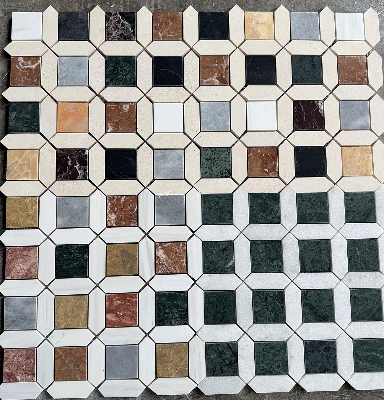 Octagon and dot mosaic panel